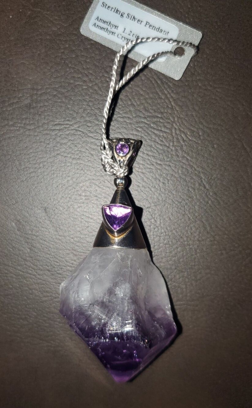 Starborn Creations Raw Amethyst 925 Silver Artisan Pendant Aquarius February - Picture 14 of 15